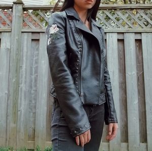 STREETWEAR SOCIETY Embroidered Faux Leather Jacket